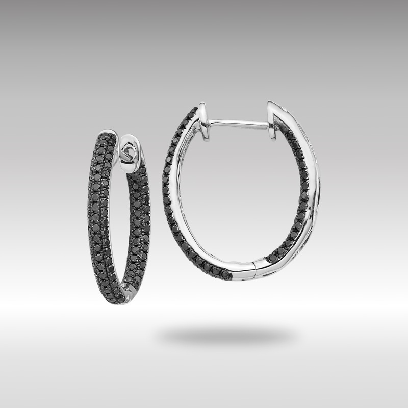 White Gold Black Diamond In/Out Hoop Earrings – Model EM5434-BK-088-WA