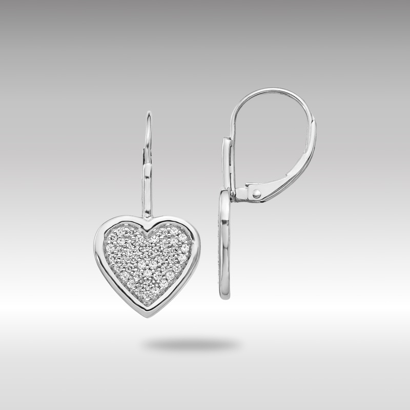 White Gold Diamond Fancy Heart Leverback Earrings – Model EM4014-050-WA