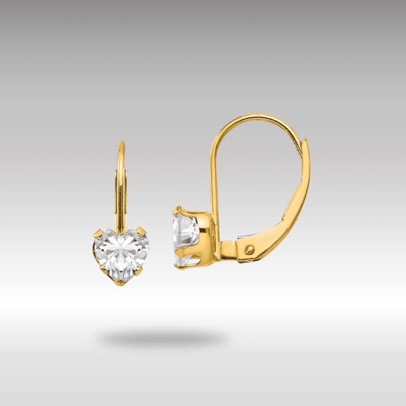 White Gold Madi K CZ Heart Leverback Earrings Model-SE2154