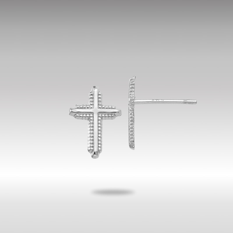 White Gold Polished Cross Post Earrings – Model YE1676