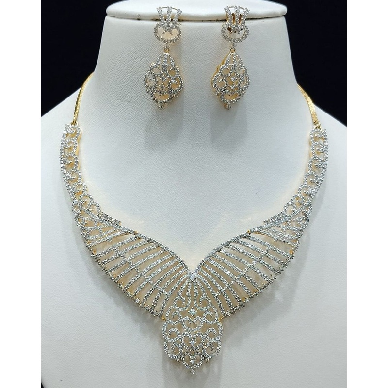 Zircon Necklace By  Colour Clear, Plating Gold CSNA4425