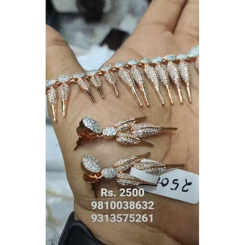 Zircon Necklace In Clear Colour And Rose Gold Plating By  NKWA0199