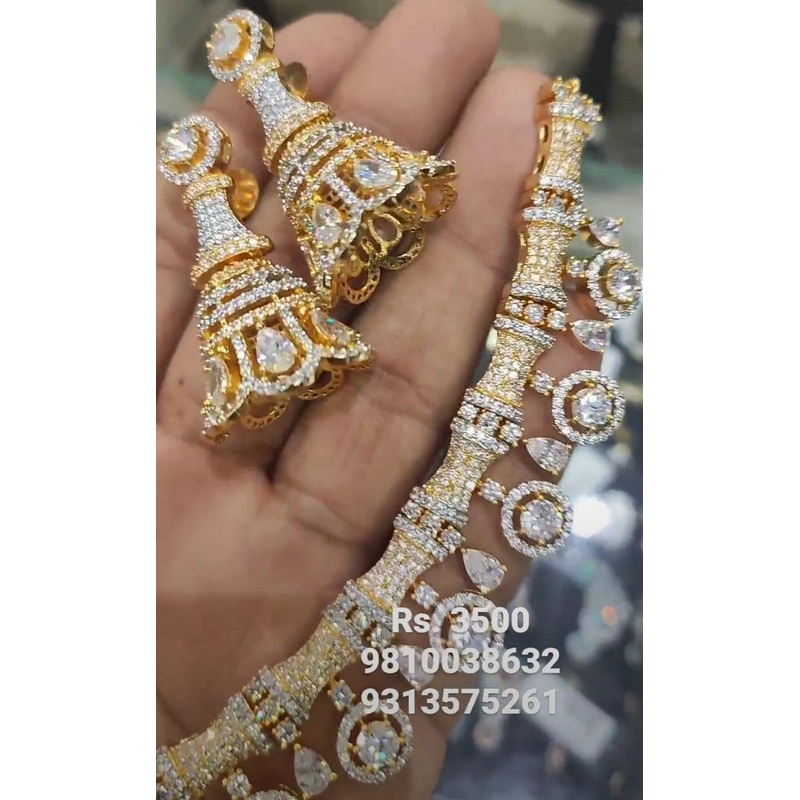 Zircon Necklace In Clear Colour And Two Tone Plating By  NKWA0212