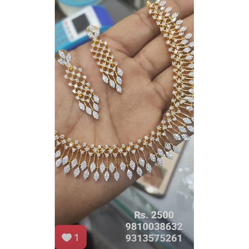 Zircon Necklace In Clear Colour And Two Tone Plating By  NKWA0216