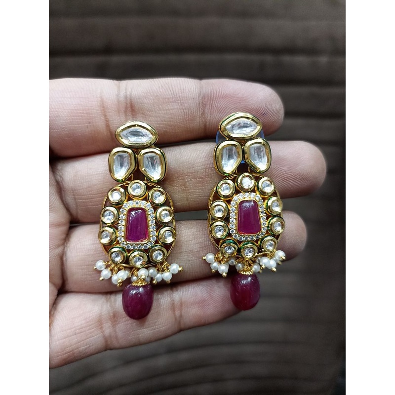 Fine Polki Kundan Earrings By  PKE80036