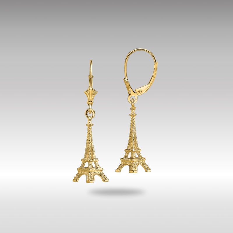 Gold 3-D Eiffel Tower Leverback Earrings – Model TF1798