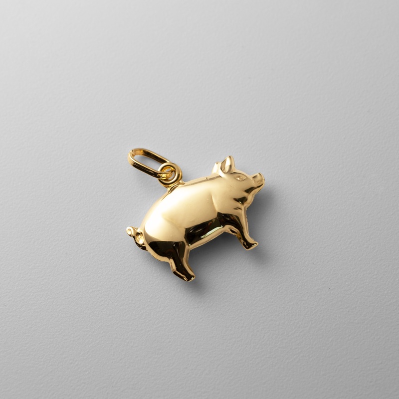 Gold 3D Pig Pendant