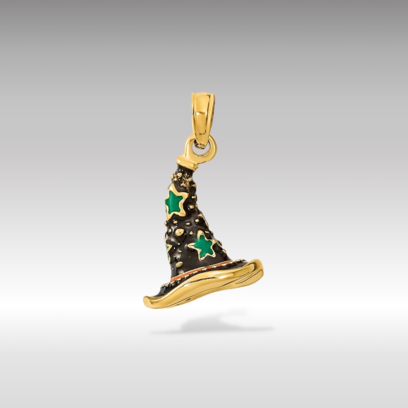 Gold 3D Witch’s Hat Halloween Pendant