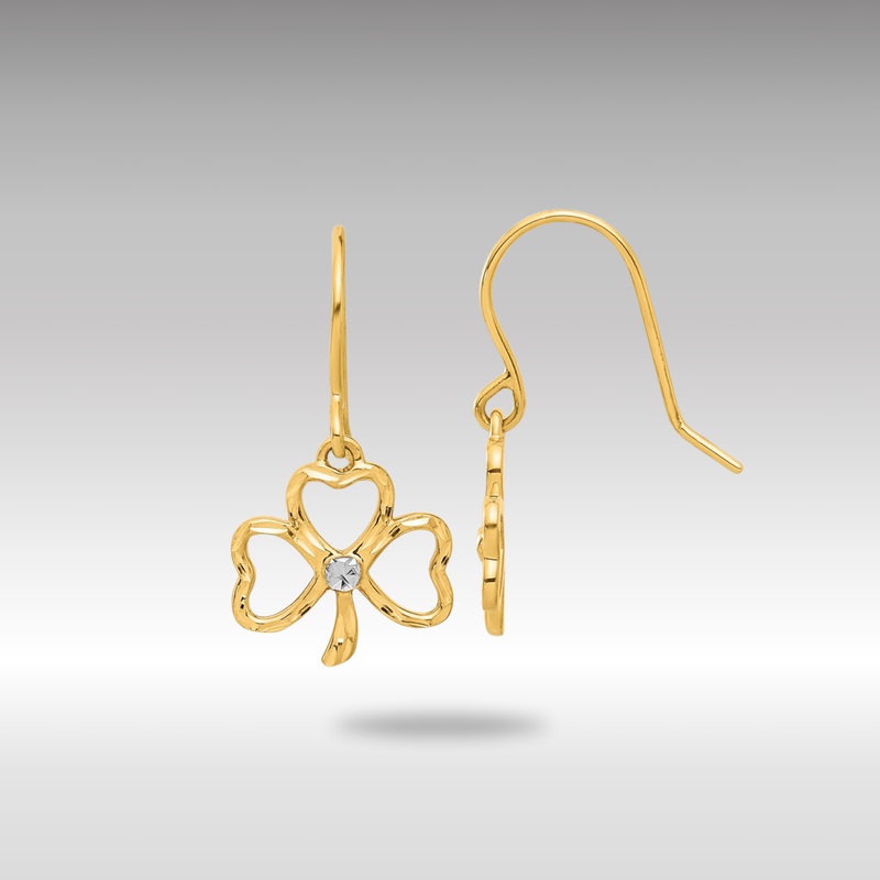 Gold Diamond Cut Clover Dangle Earrings – Model TF2365