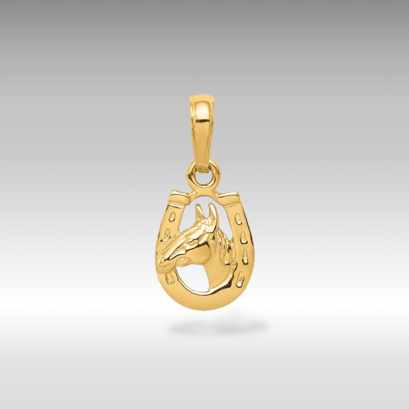 Gold Horseshoe with Horse Head Pendant