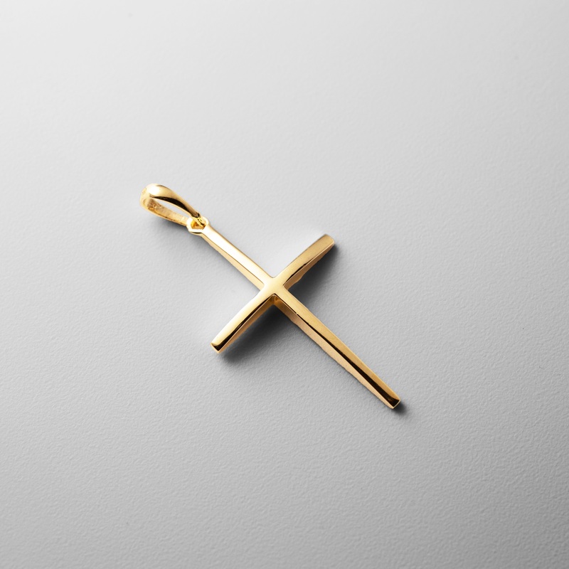 Gold Large Classic Plain Cross Pendant – Model 2219