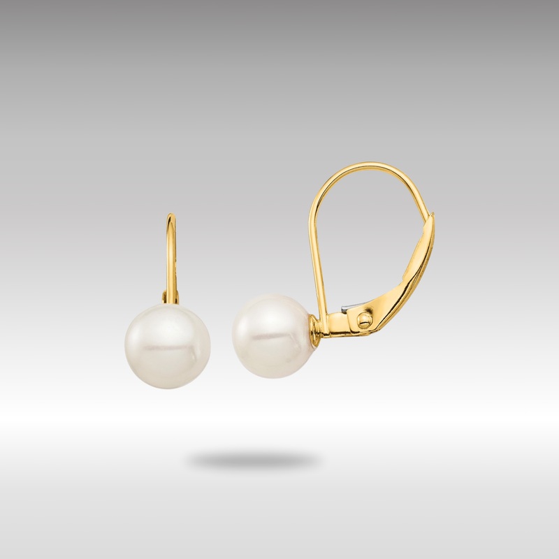 Gold Madi K 6-7mm White Round FW Cultured Pearl Leverback Earrings – Model SE2967