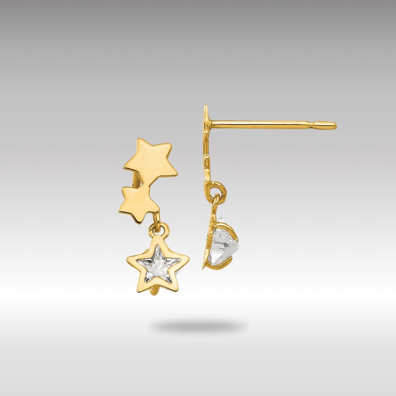 Gold Madi K CZ Children’s Star Dangle Post Earrings – Model GK777