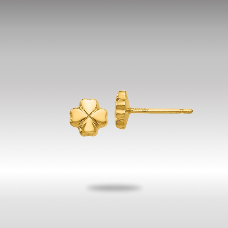 Gold Polished 4-Leaf Clover Post Earrings – Model YE383