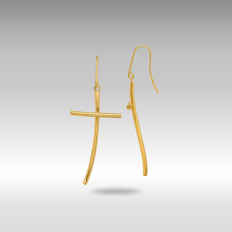 Gold Polished Cross Dangle Earrings – Model TF1743