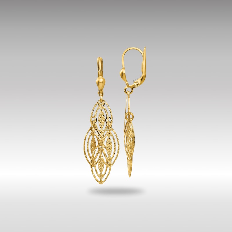 Gold Textured and Polished Dangle Leverback Earrings – Model TH880