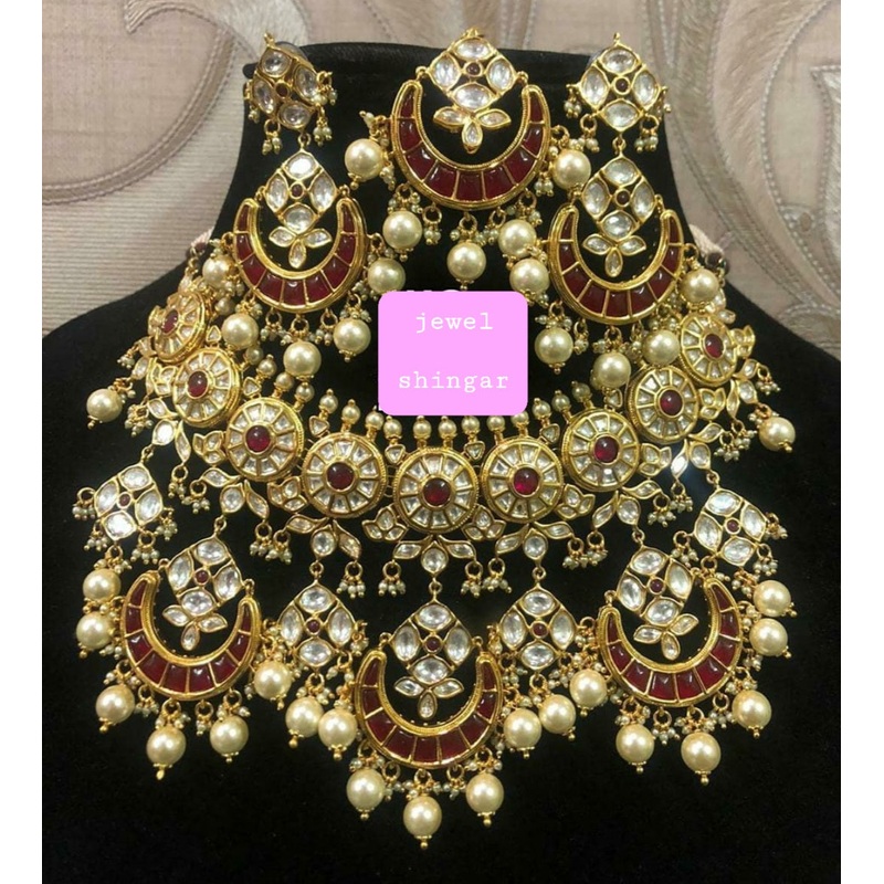 JEWELSHINGAR FINE POLKI KUNDAN NECKLACE SET (002857JS)