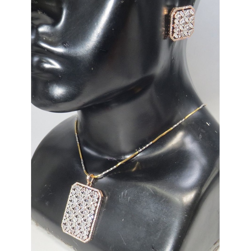 Jewelshingar Jewellery Fine American Diamond Gold Plated Clear Colour Necklace For Women ( 60764NAD )