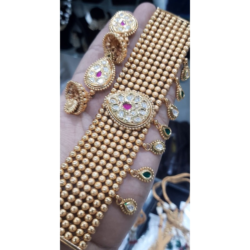 Jewelshingar Ruby panna Antique Necklace (125155AST)