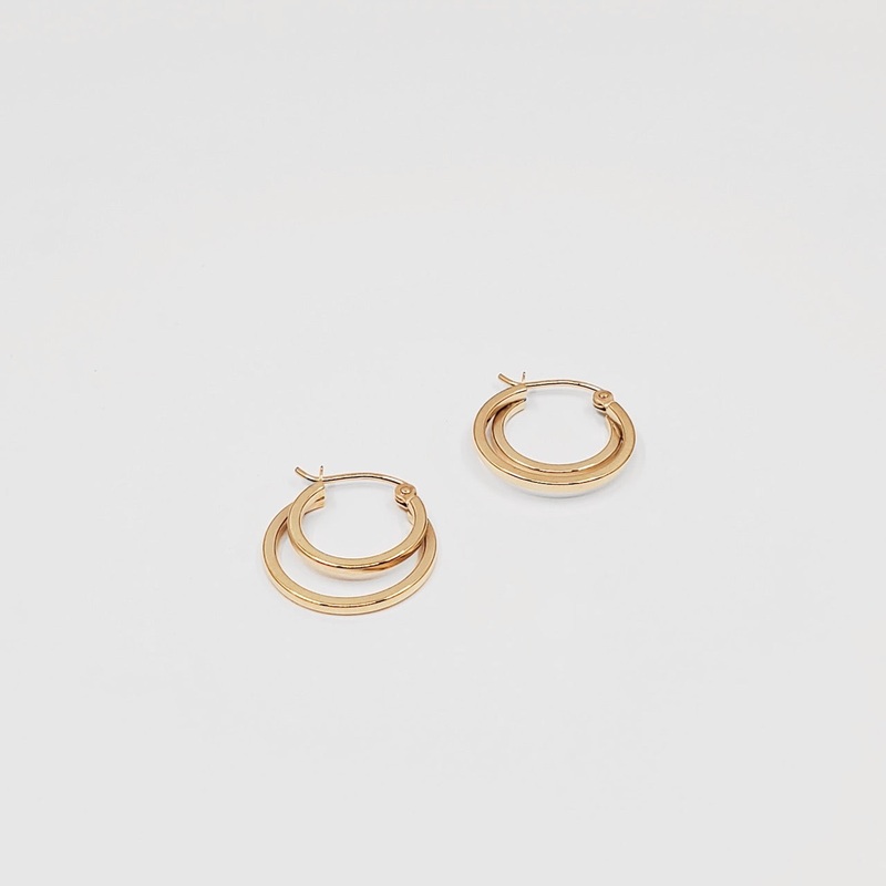Plain Double-Hoop Gold Earrings