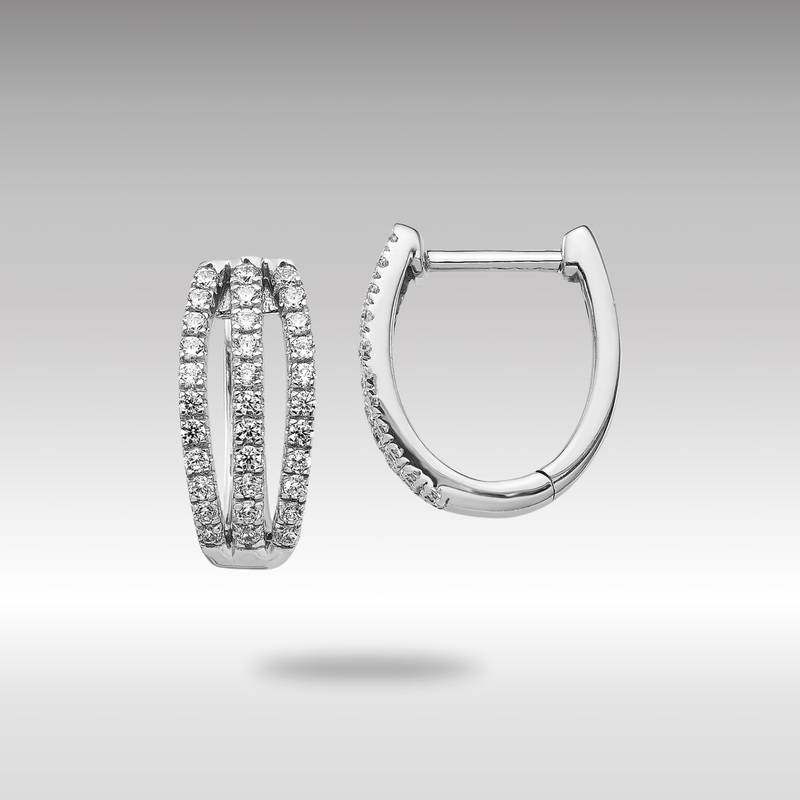 White Gold 3-row Diamond Hinged Hoop Earrings – Model EM4220-050-WA