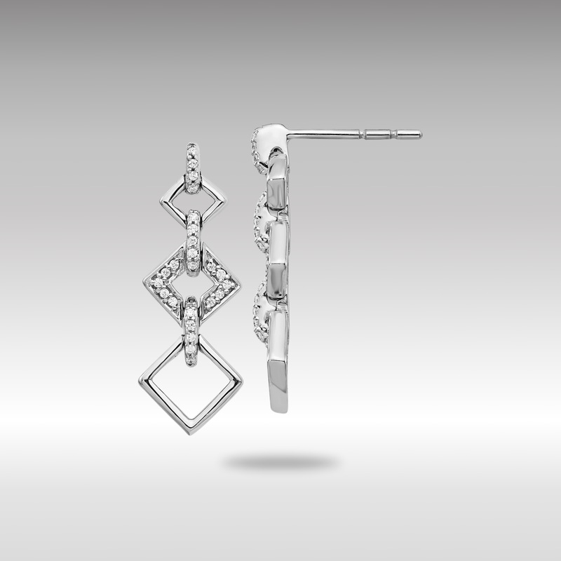 White Gold Diamond Fancy Dangle Earrings – Model EM3720-014-WA