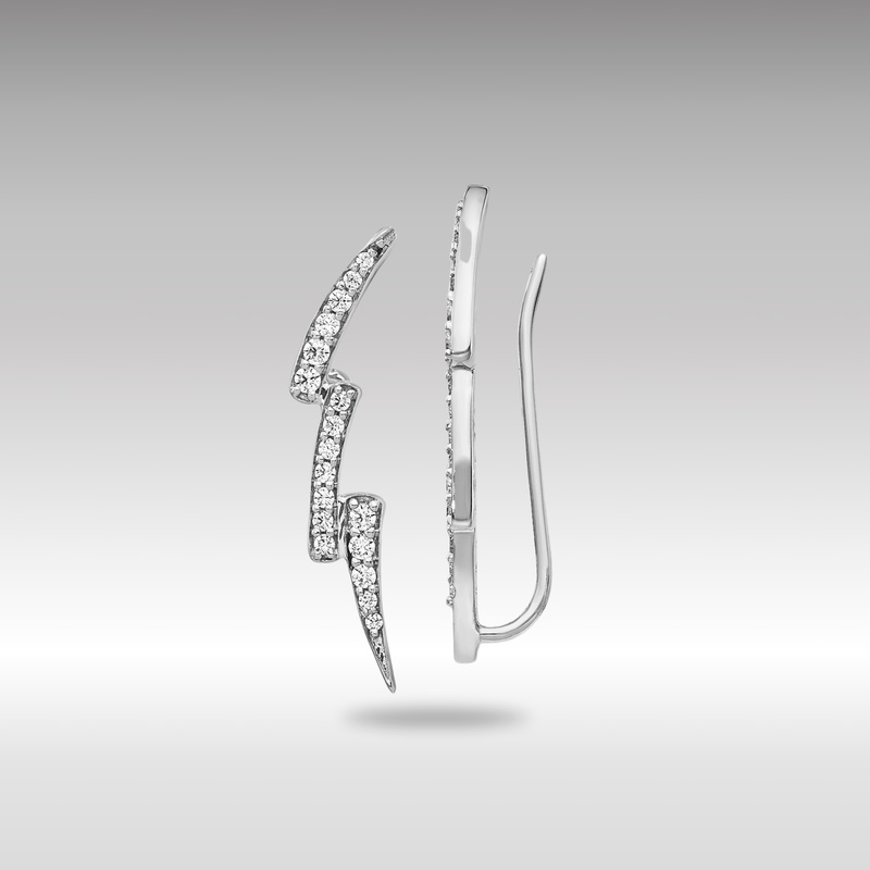 White Gold Diamond Lightning Ear Climber Earrings – Model EM4163-030-WA