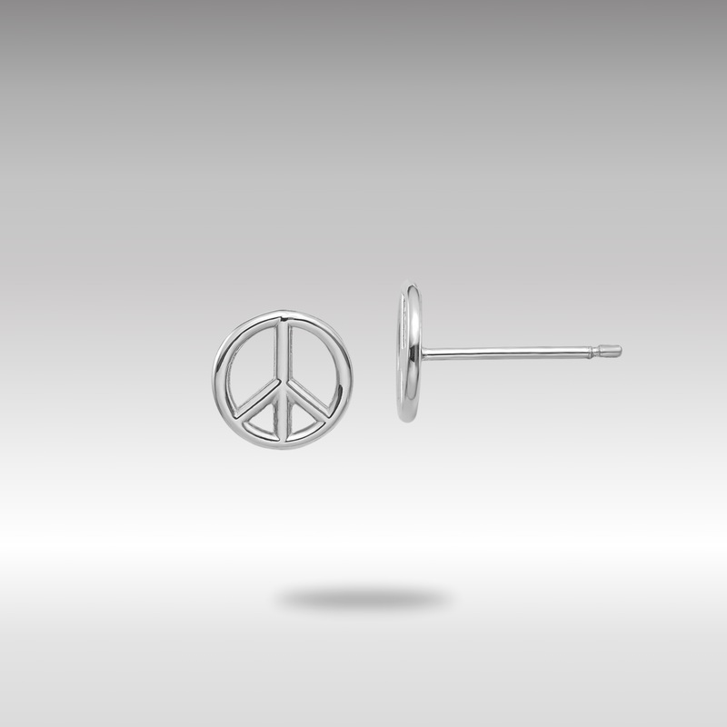 White Gold Polished Peace Symbol Post Earrings – Model K4516W