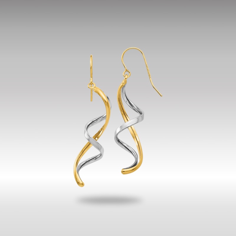 Yellow and White Gold Polished Fancy Dangle Earrings Model-TL905