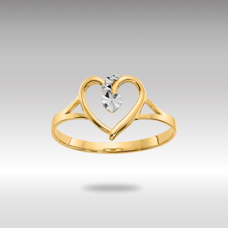 Yellow and White Gold Polished Heart Ring Model-K2072