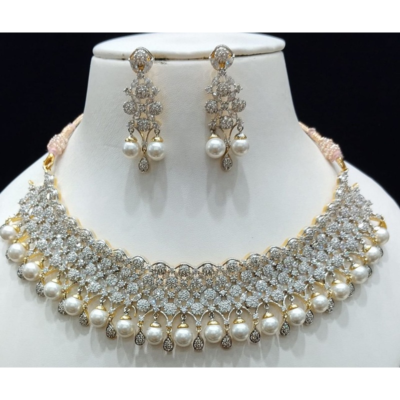 Zircon Necklace By  Colour Clear, Plating Gold CSNA4420