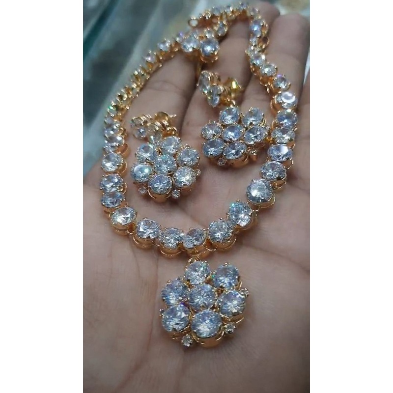 Zircon Necklace In Clear Colour And Gold Plating By  NKWA0122