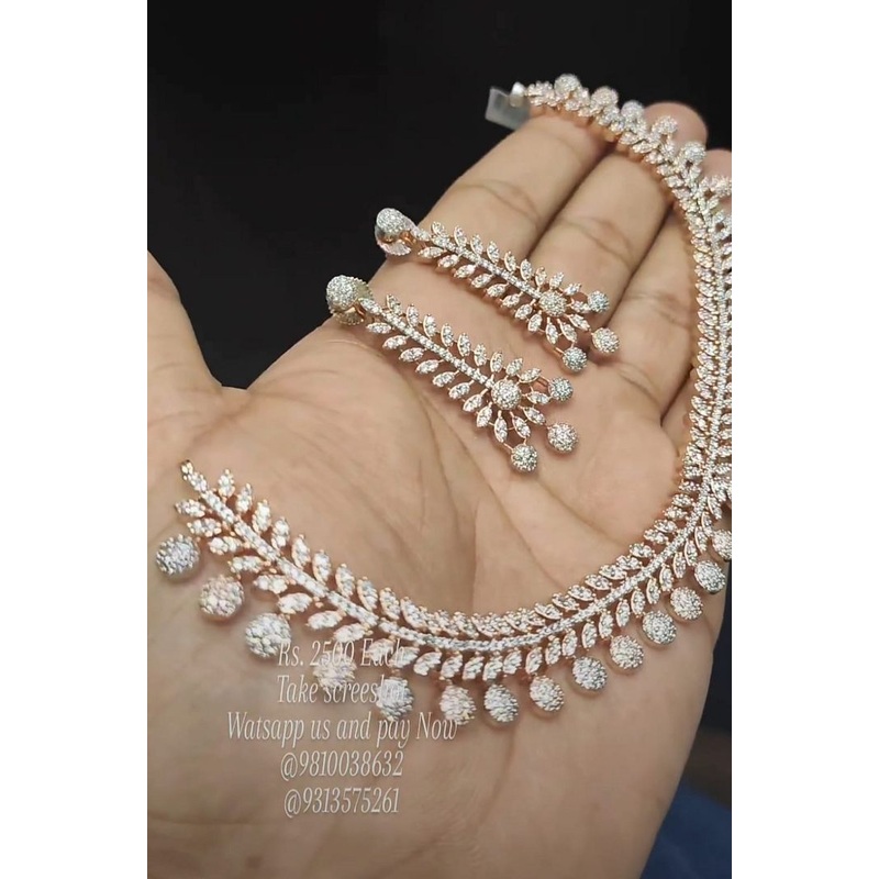 Zircon Necklace In Clear Colour And Rose Gold Plating By  NKWA0178