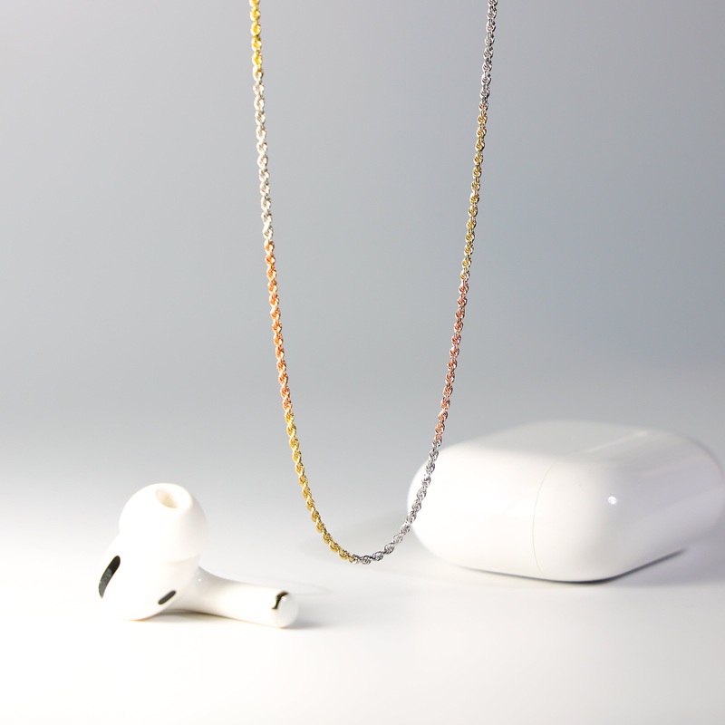 1.5mm Solid Gold Tri Colors Rope Chain – Model 0392