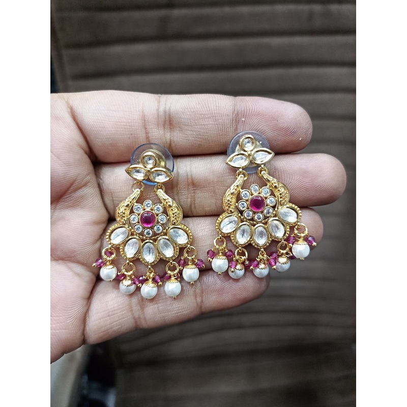 Fine Polki Kundan Earrings By  PKE80076