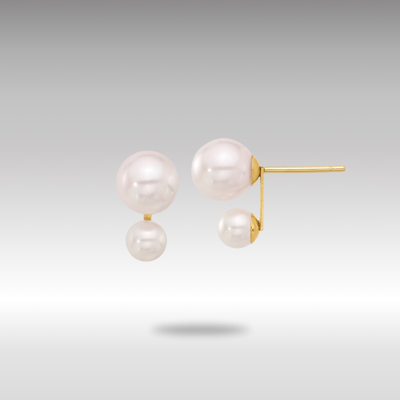 Gold 4-5mm and 6-7mm White Akoya Cultured Pearl Post Earrings – Model XF857E