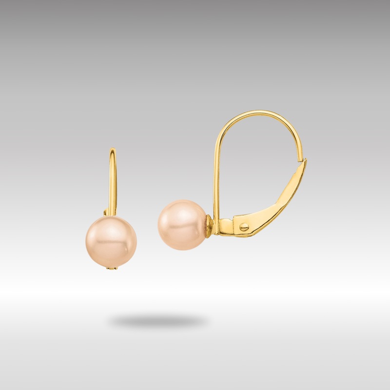 Gold 5-6mm Pink Round FW Cultured Pearl Leverback Earrings – Model SE2965