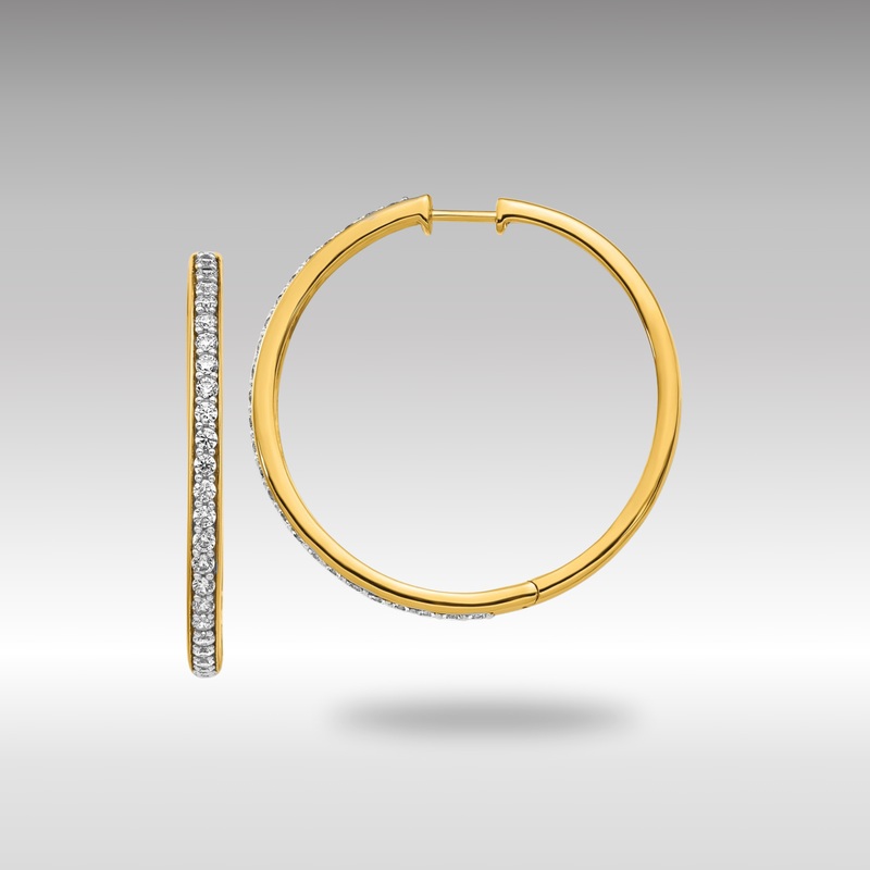 Gold Diamond Hinged Hoop Earrings – Model EM4268-125-YA