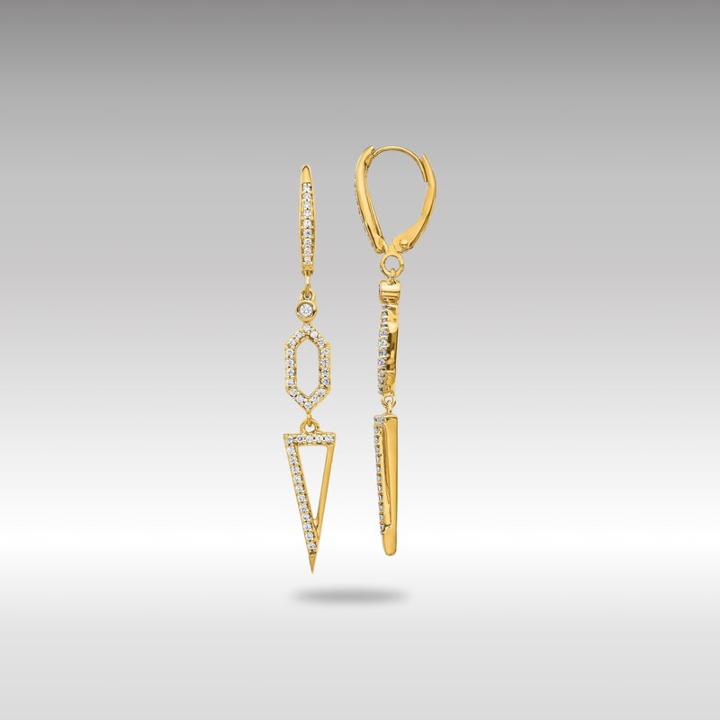 Gold Diamond Triangle Leverback Earrings – Model EM4187-045-YA
