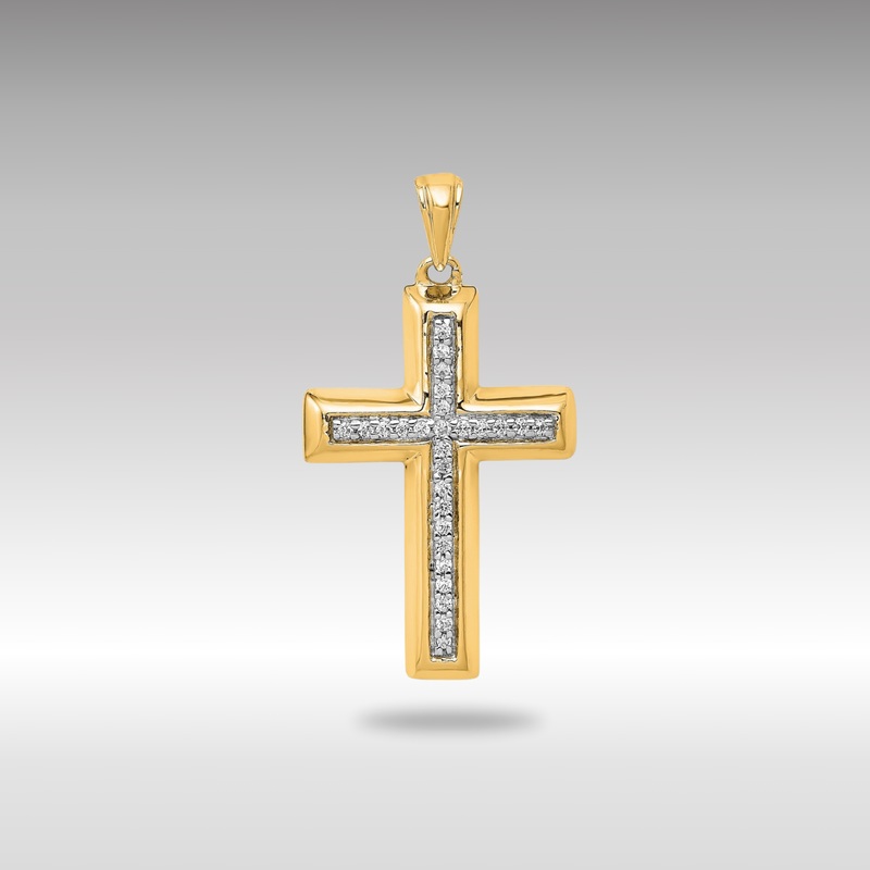 Gold Large 1/10ct. Diamond Cross Pendant – Model PM5139-010-YA
