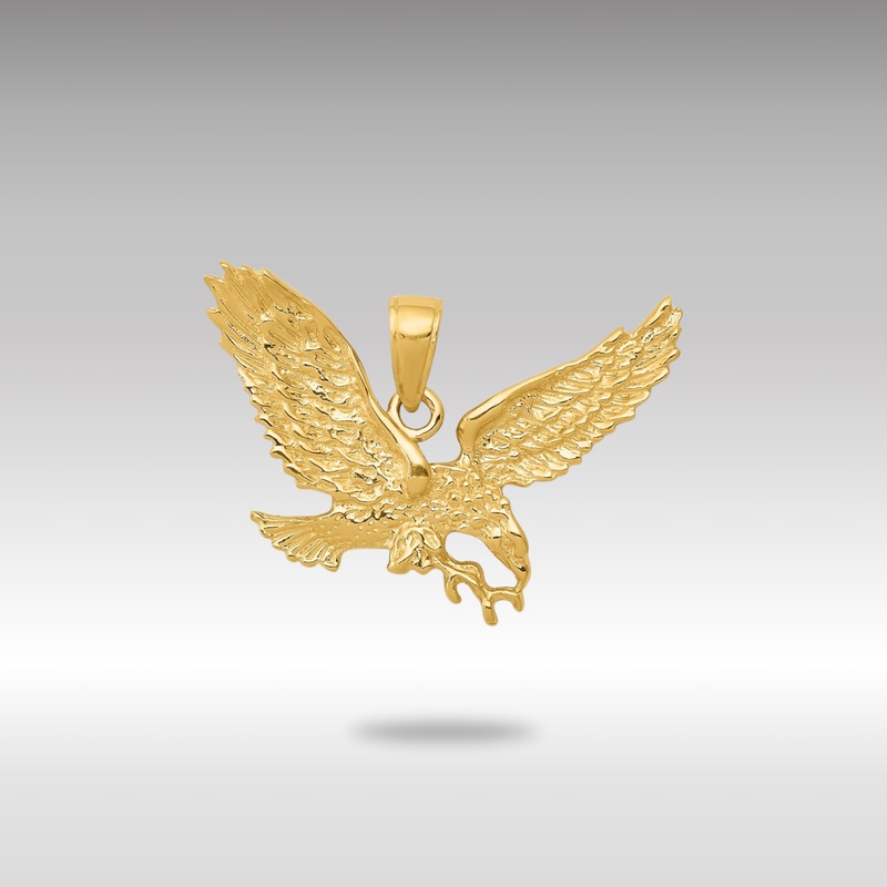 Gold Large Solid Polished Eagle Pendant – Model C2425