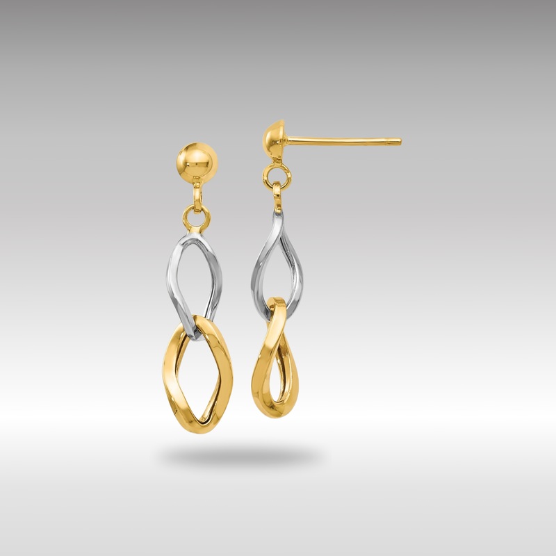 Gold Leslie’s 14K Two-tone Polished Post Dangle Earrings – Model 26X