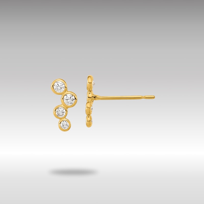 Gold Madi K 4-CZ Bezel Set Post Earrings Model-SE2549