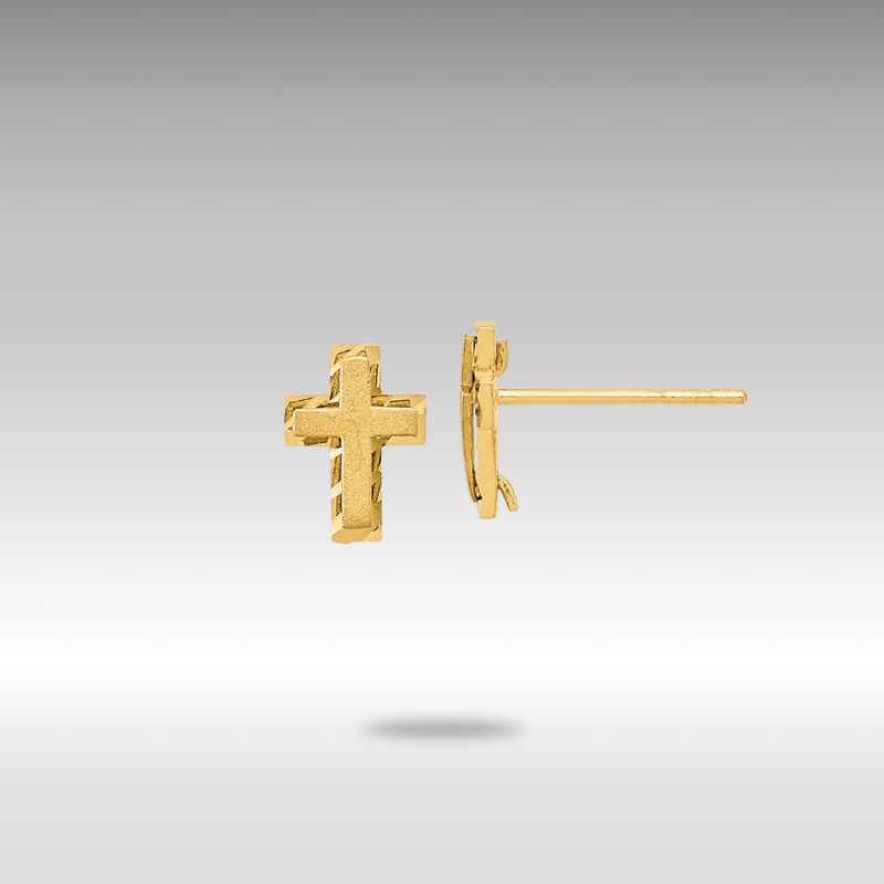 Gold Madi K Satin and Polished Diamond-cut Cross Post Earrings – Model GK897