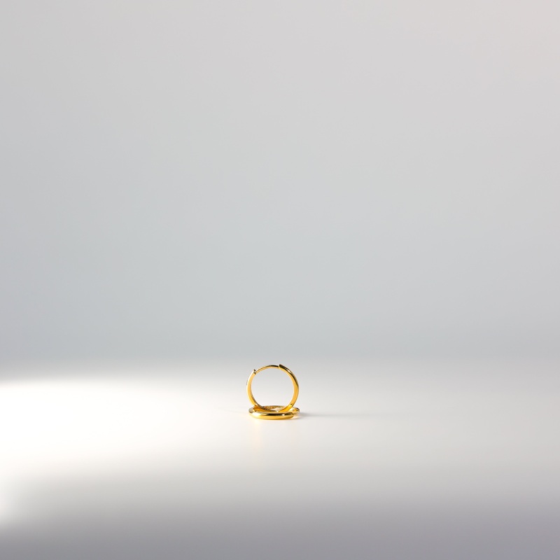 Gold Plain Huggie Hoop Earrings 15MM Width – Model ER226