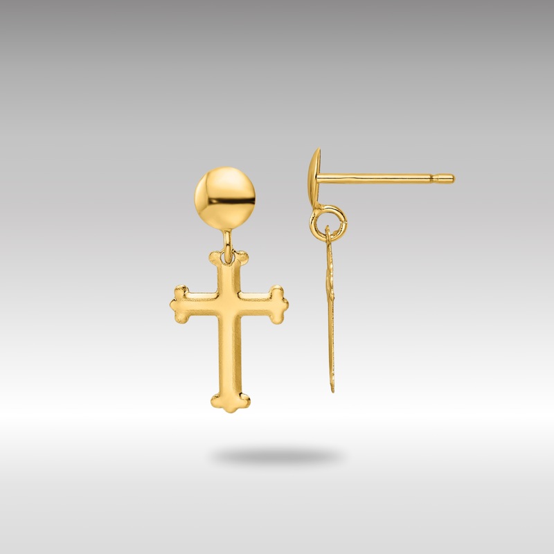 Gold Polished Cross Post Dangle Earrings – Model YE2124