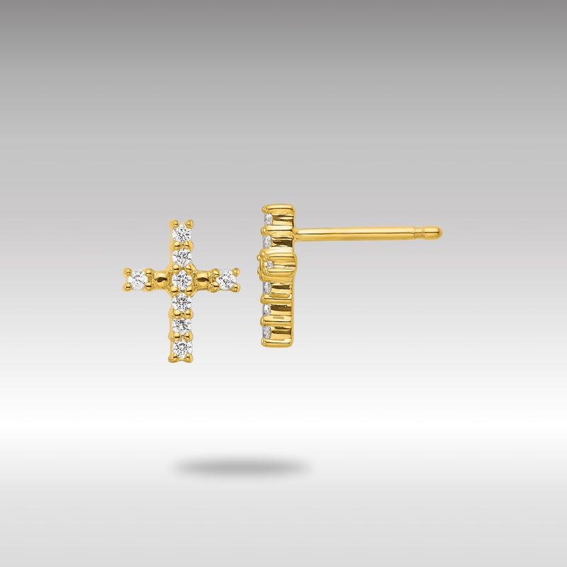 Gold Polished Diamond Cross Post Earrings – Model EM5533-015-YA