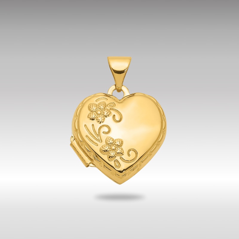Gold Reversible Floral Love You Always Heart Locket Pendant – Model XL201