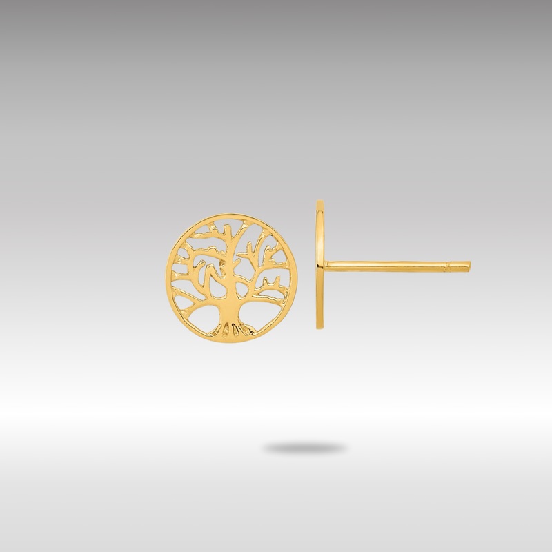 Gold Round Tree Post Earrings – Model YE1829