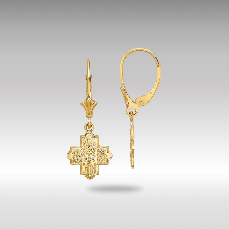 Gold Small 4-Way Medal Cross Leverback Earrings – Model TF1772